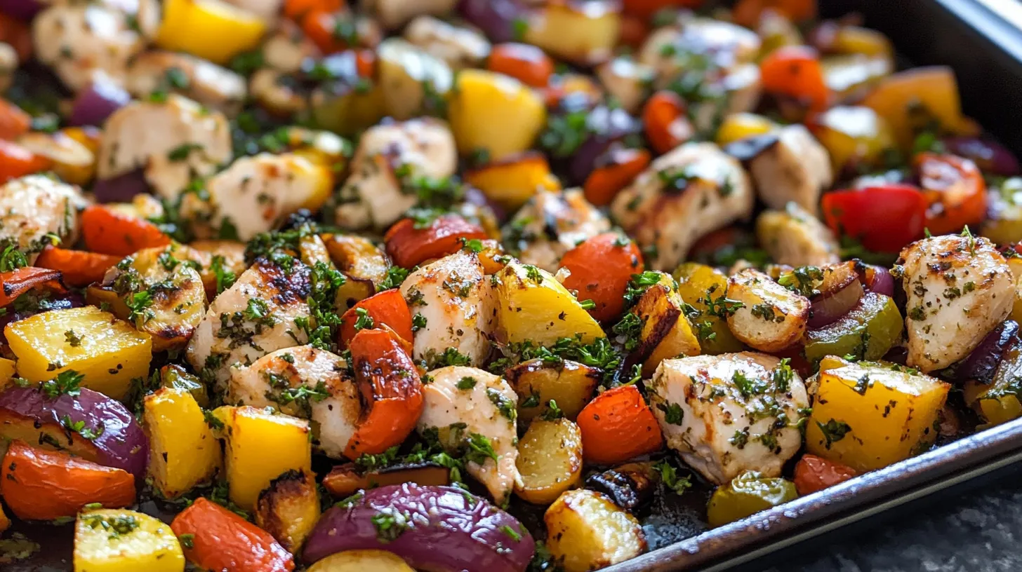 Une image de légumes grillés, y compris des carottes, des poivrons et des courgettes, avec des herbes et des épices pour accompagner.
