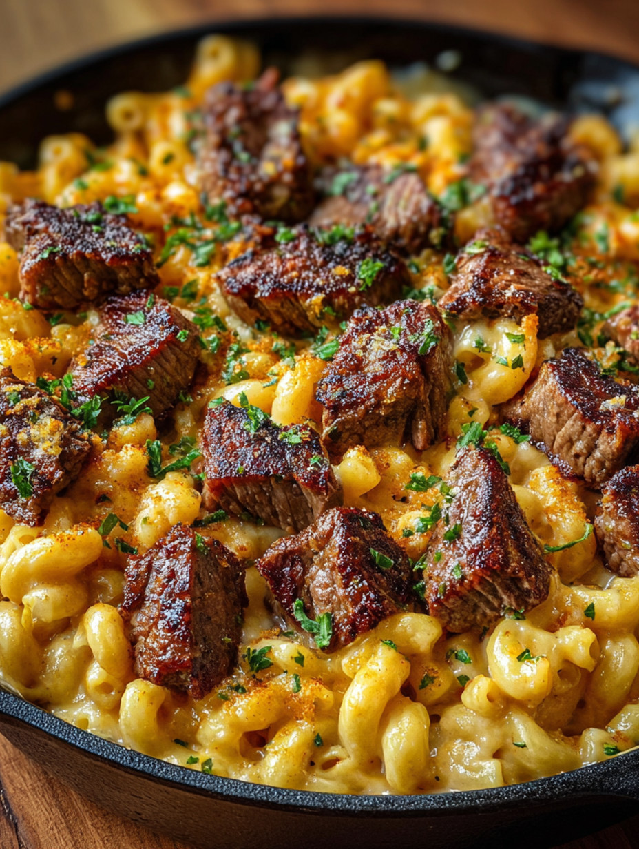A close up of a delicious macaroni and cheese dish.