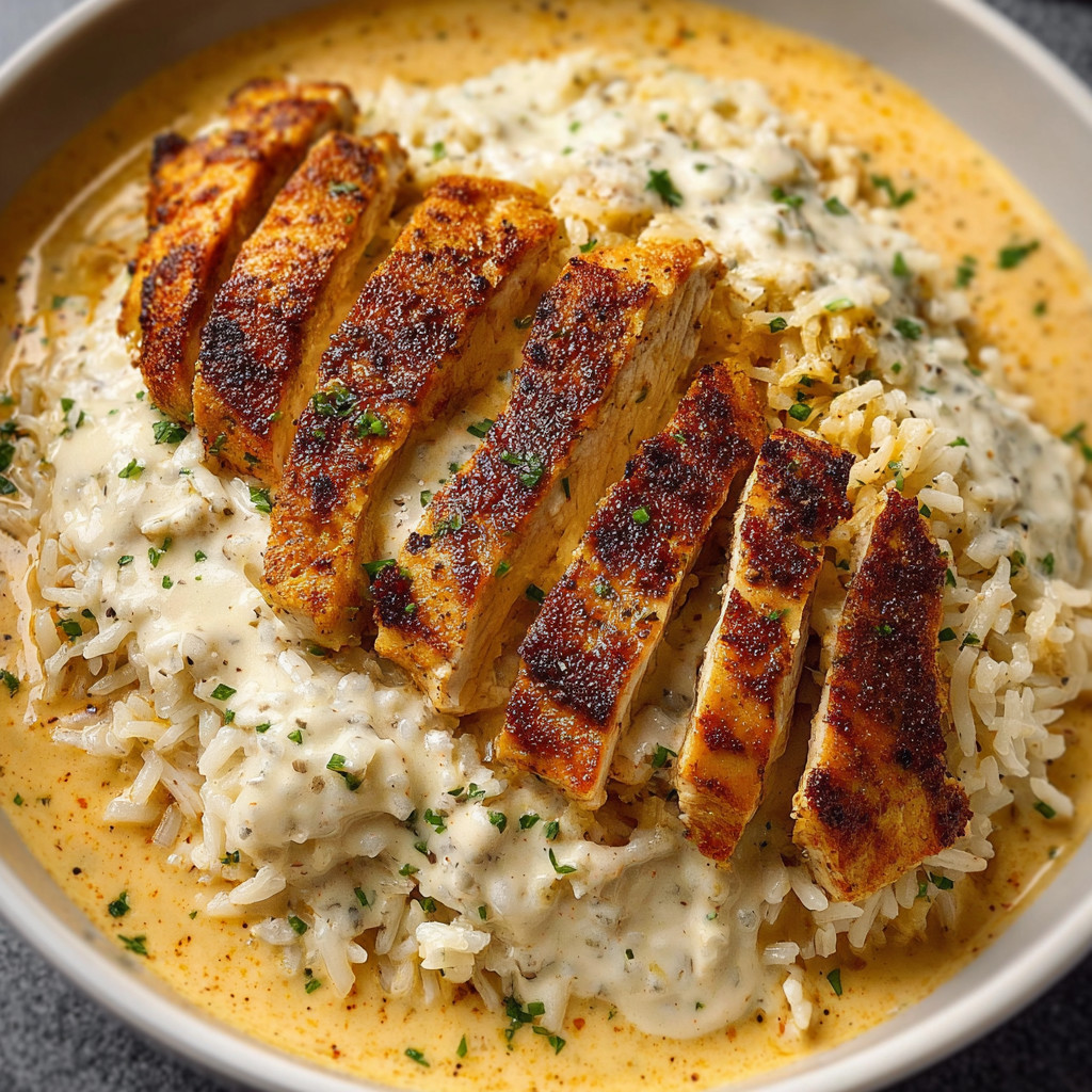 A bowl of food with chicken and rice.