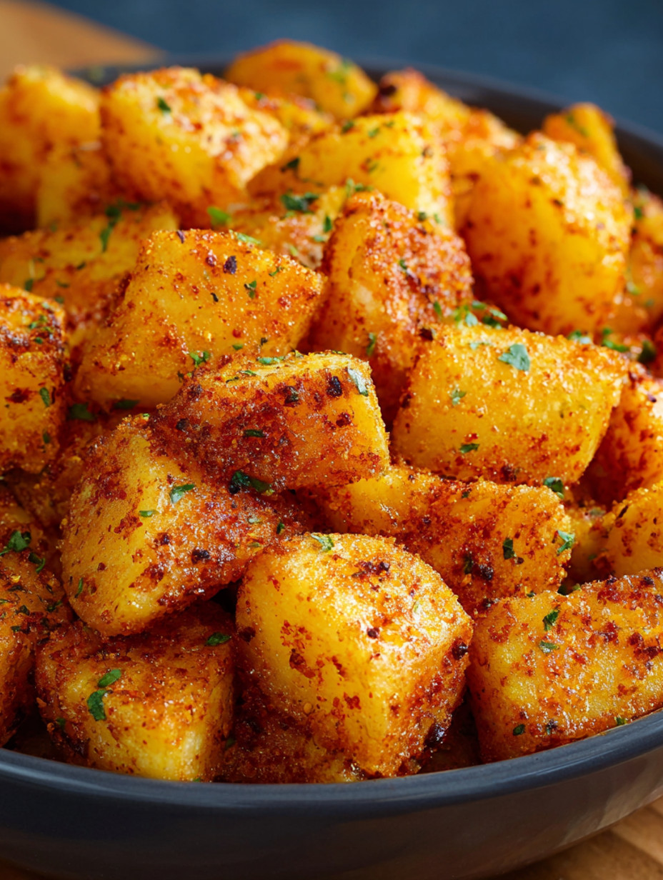 A bowl of food with a spice on top.