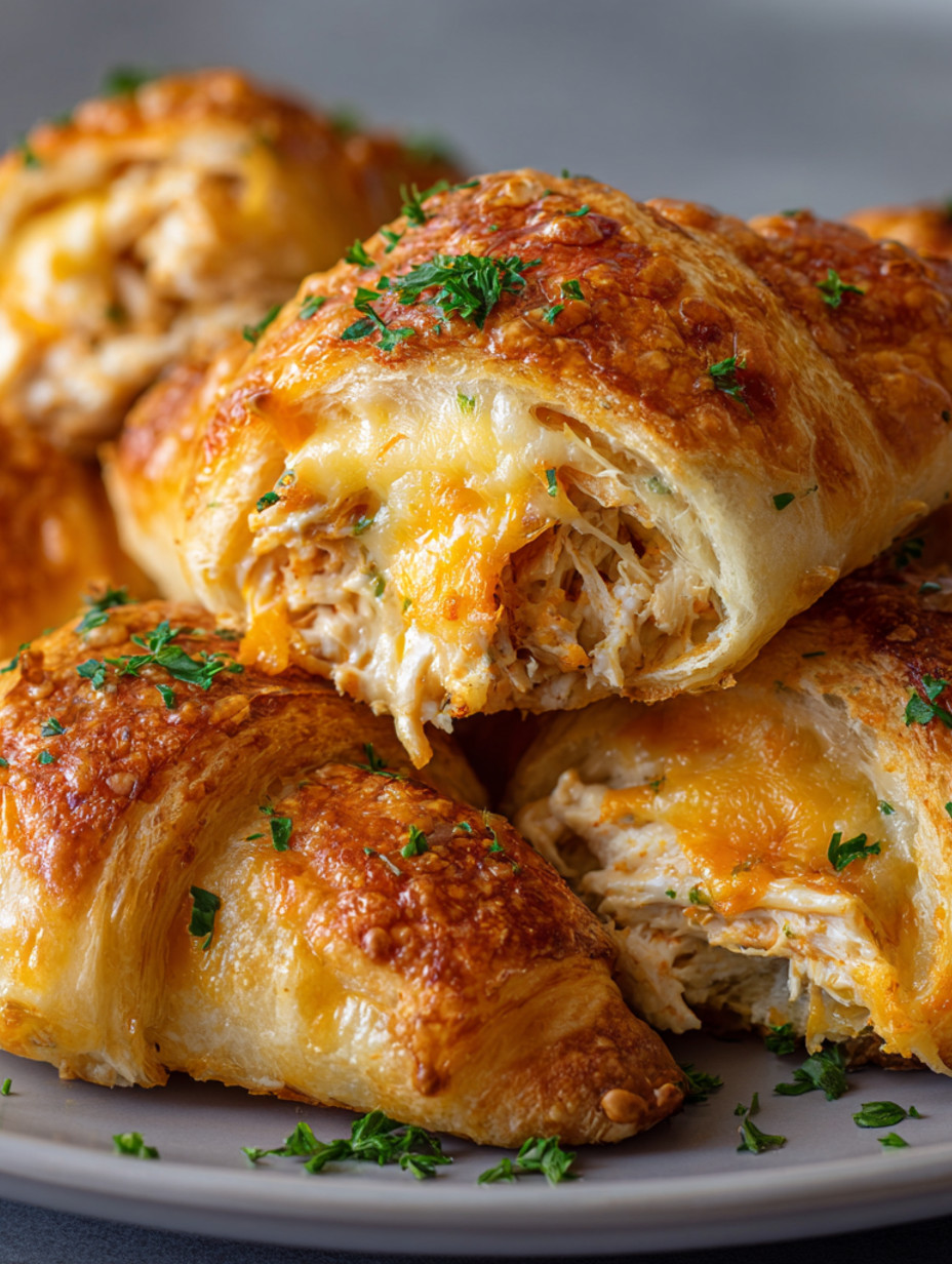 A plate of food with a pastry on top.