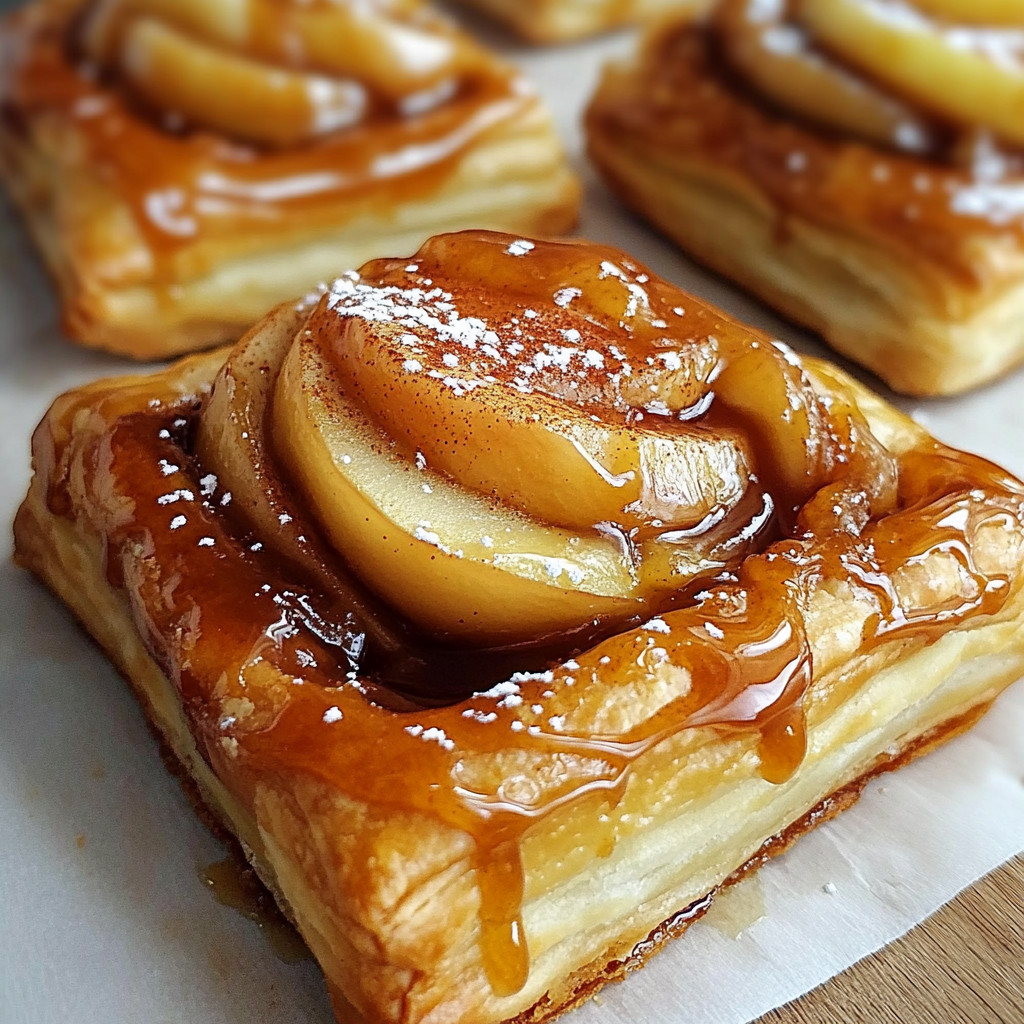 A pastry with a swirl of apple filling.