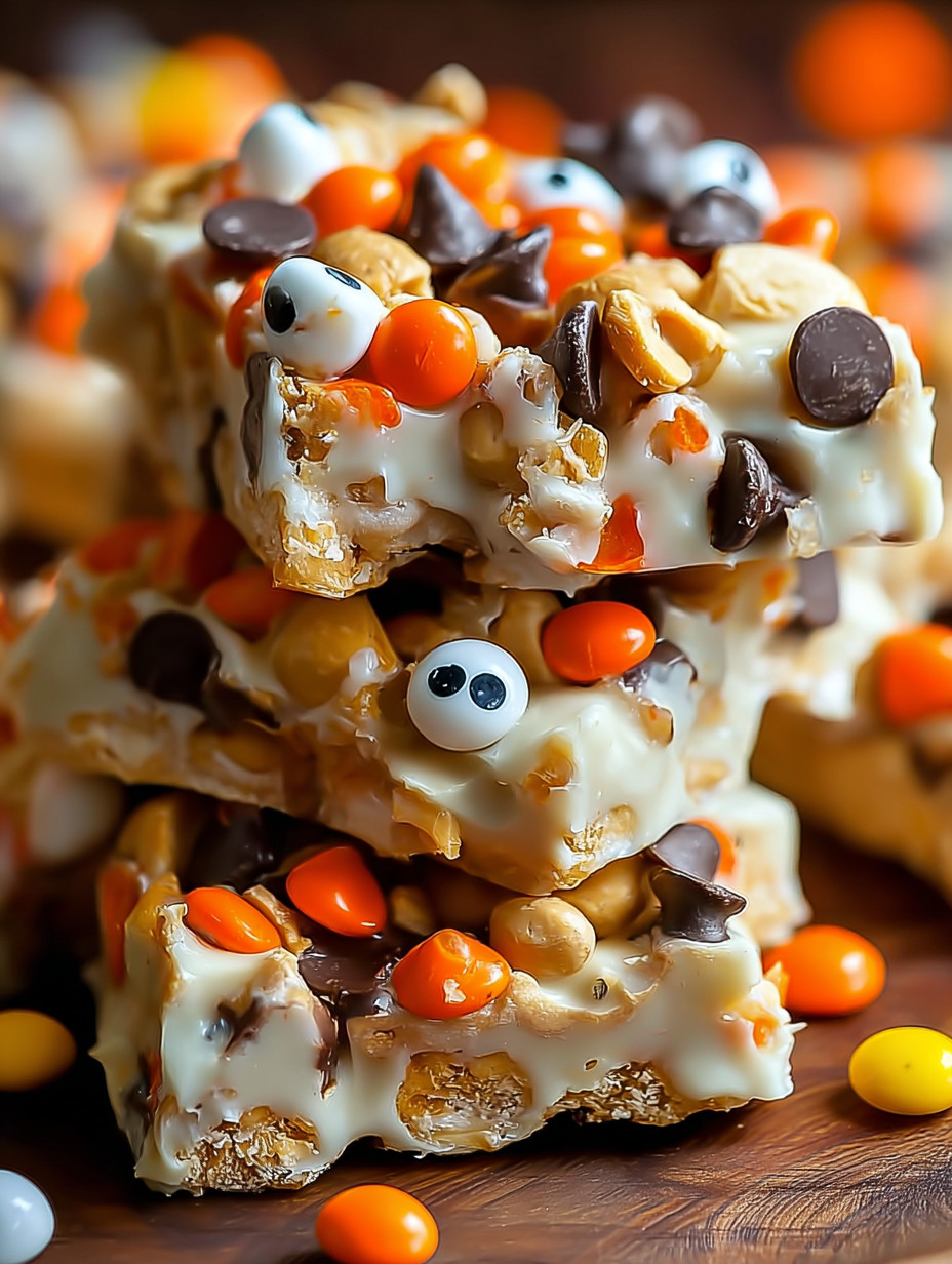 A stack of candy bars with a face drawn on them.