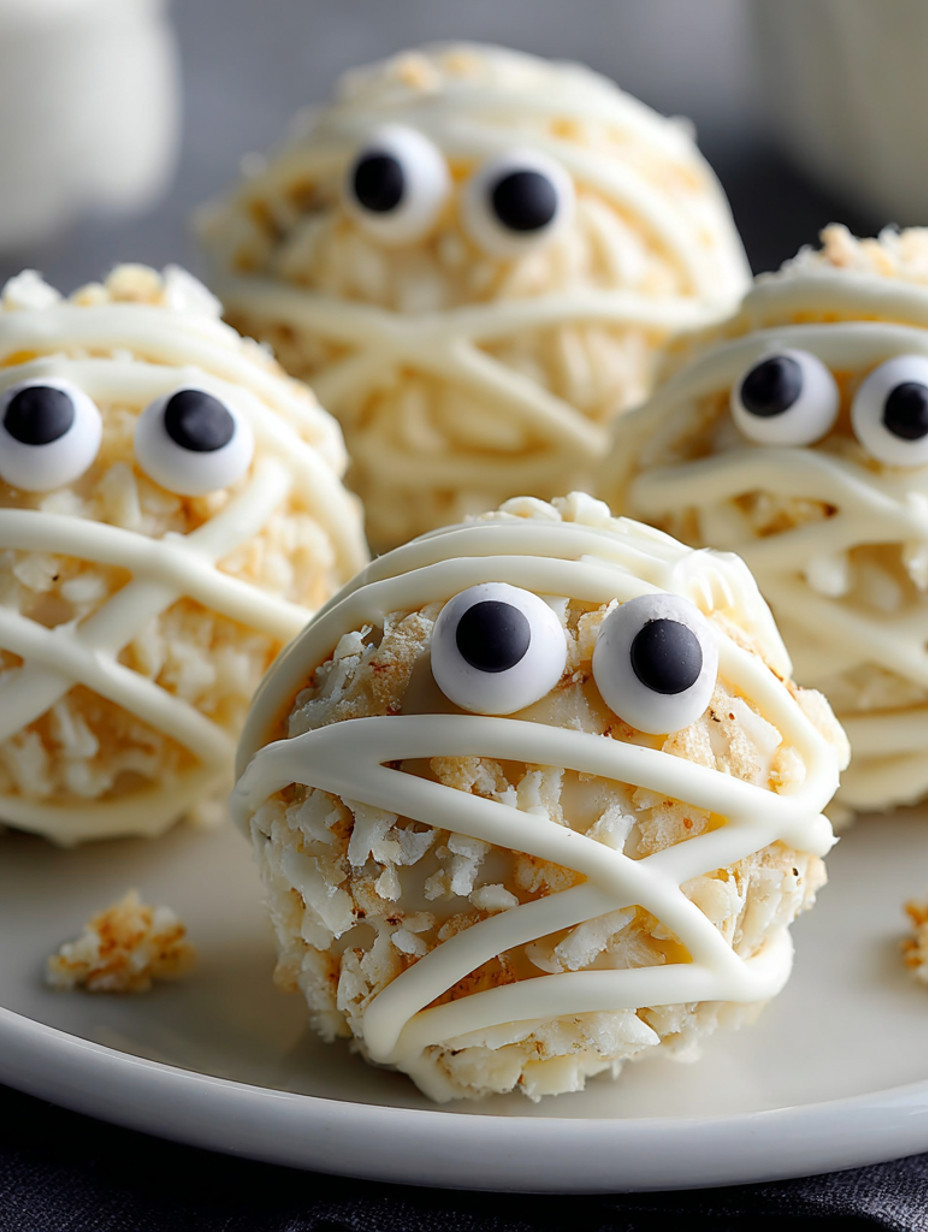 A plate of white cake with black eyes.