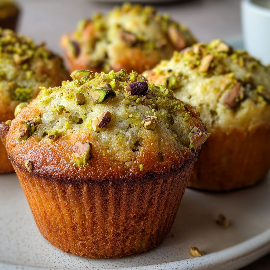 A plate of muffins with green toppings.