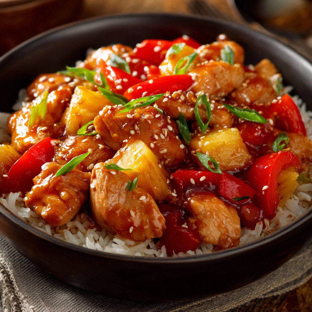 A bowl of chicken and rice.