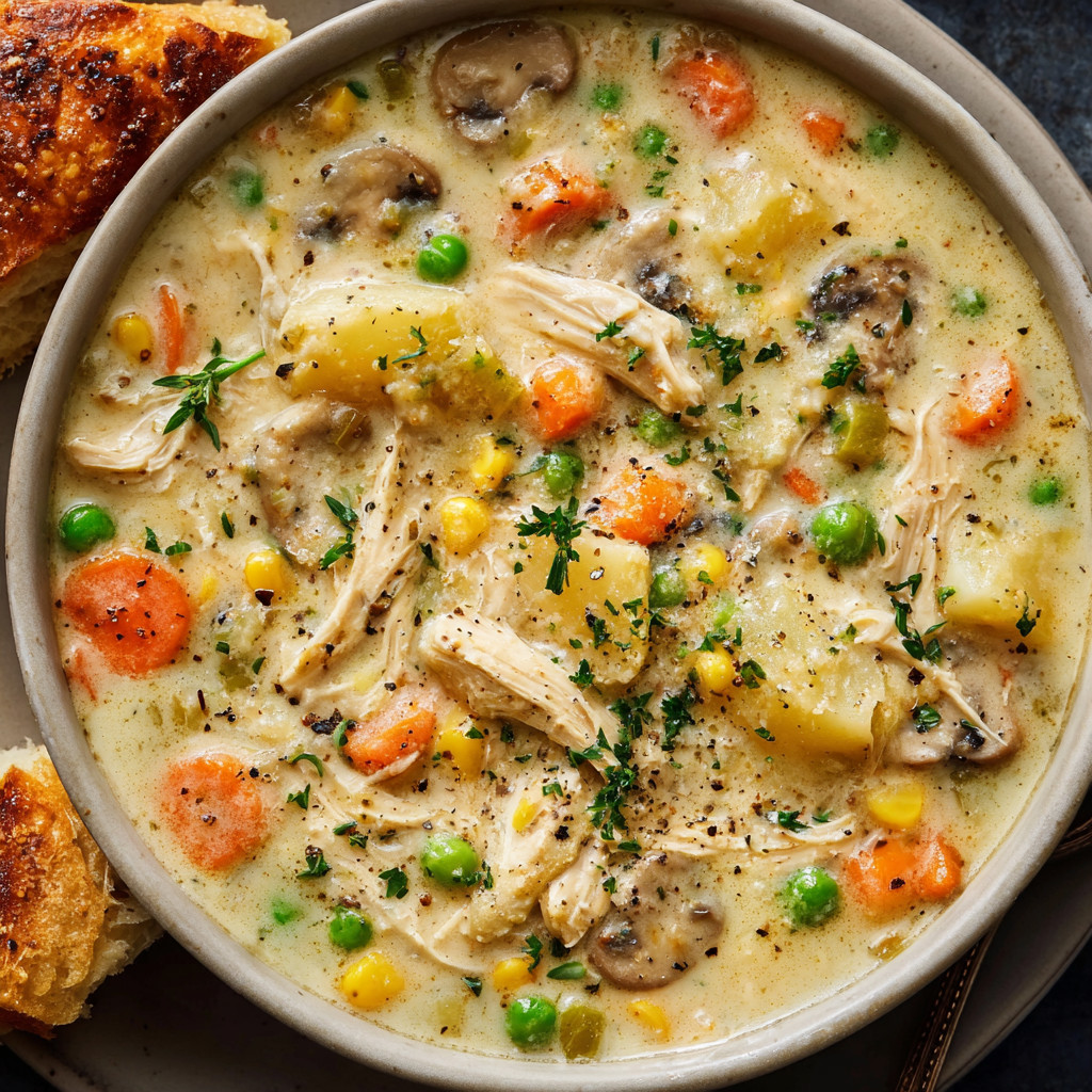 A bowl of soup with mushrooms and carrots.