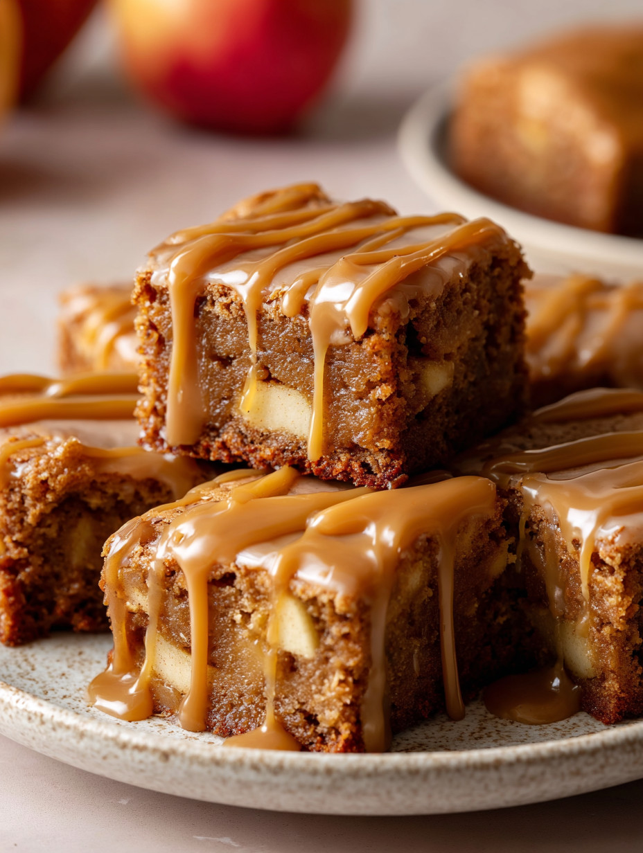 A plate of cake with caramel sauce.
