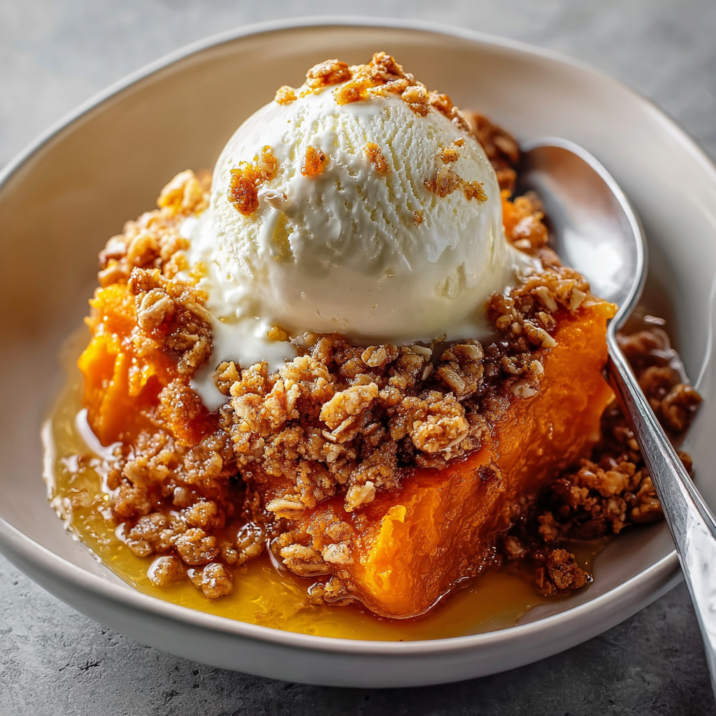 A bowl of food with a scoop of ice cream on top.