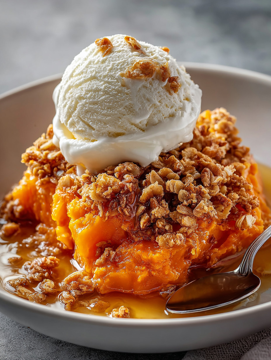 A bowl of food with a scoop of ice cream on top.