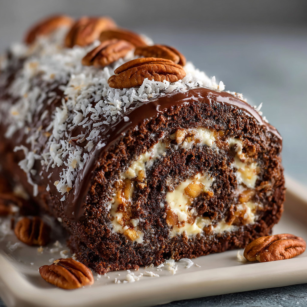 A cake with nuts on top.