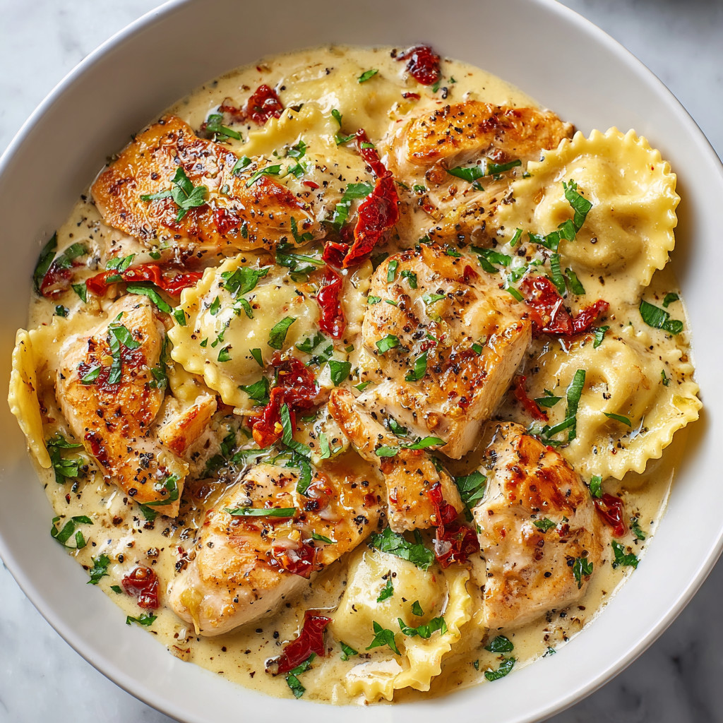 A bowl of food with chicken and pasta.