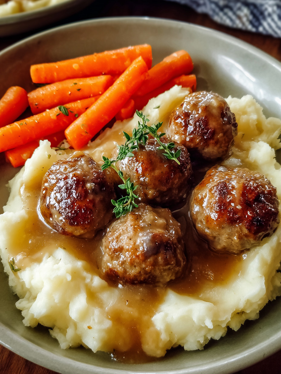 A plate of food with meatballs and carrots.