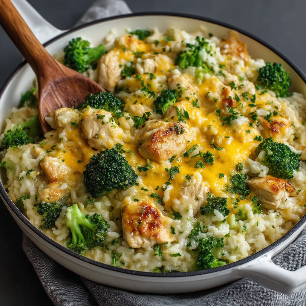 A bowl of rice with chicken and broccoli.