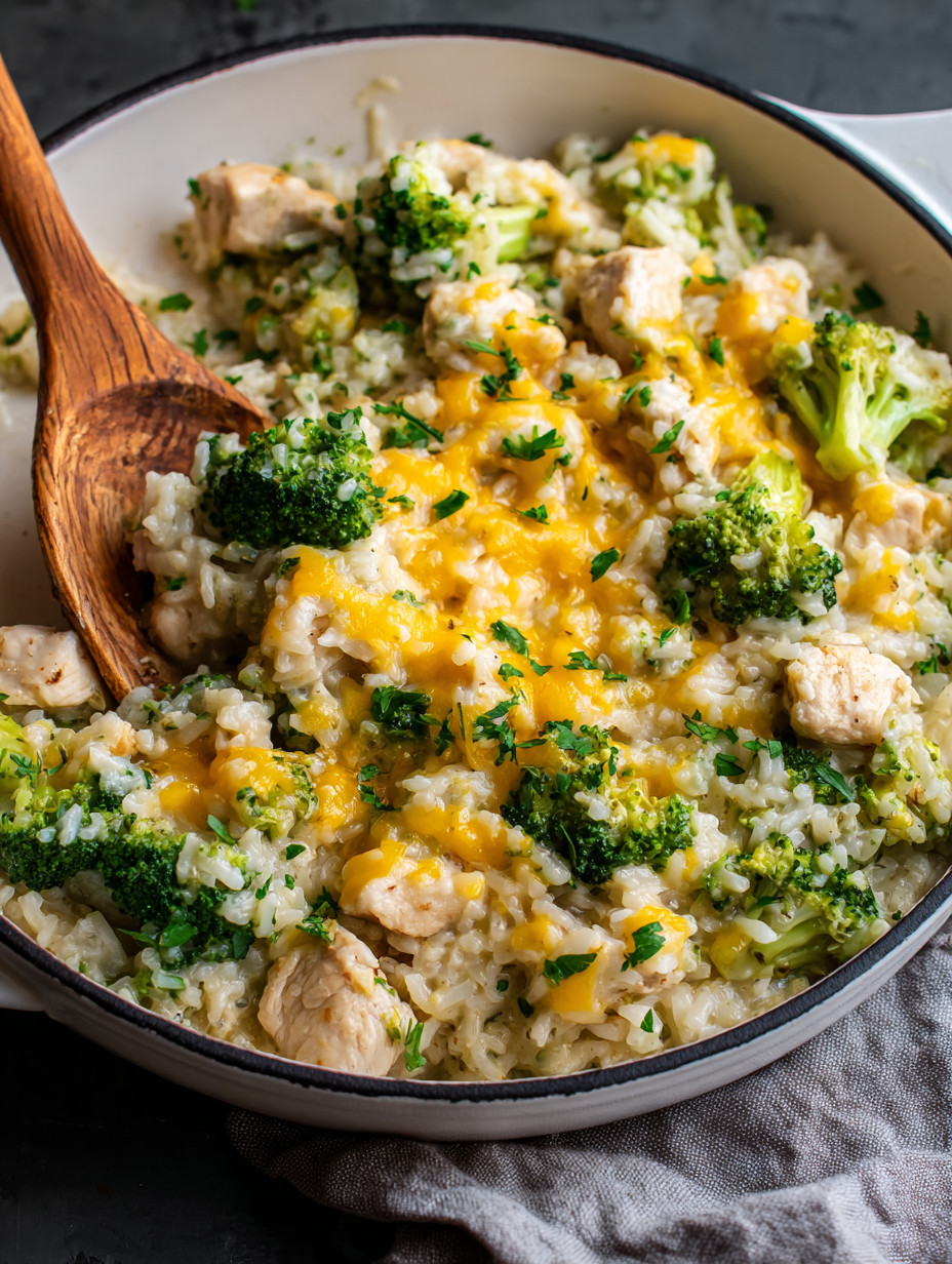 A bowl of rice with chicken and broccoli.