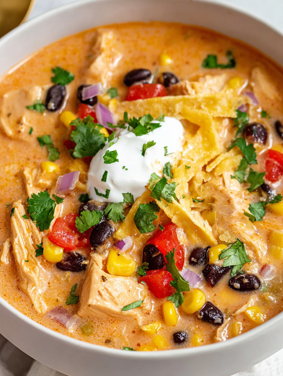 A bowl of soup with a dollop of sour cream on top.