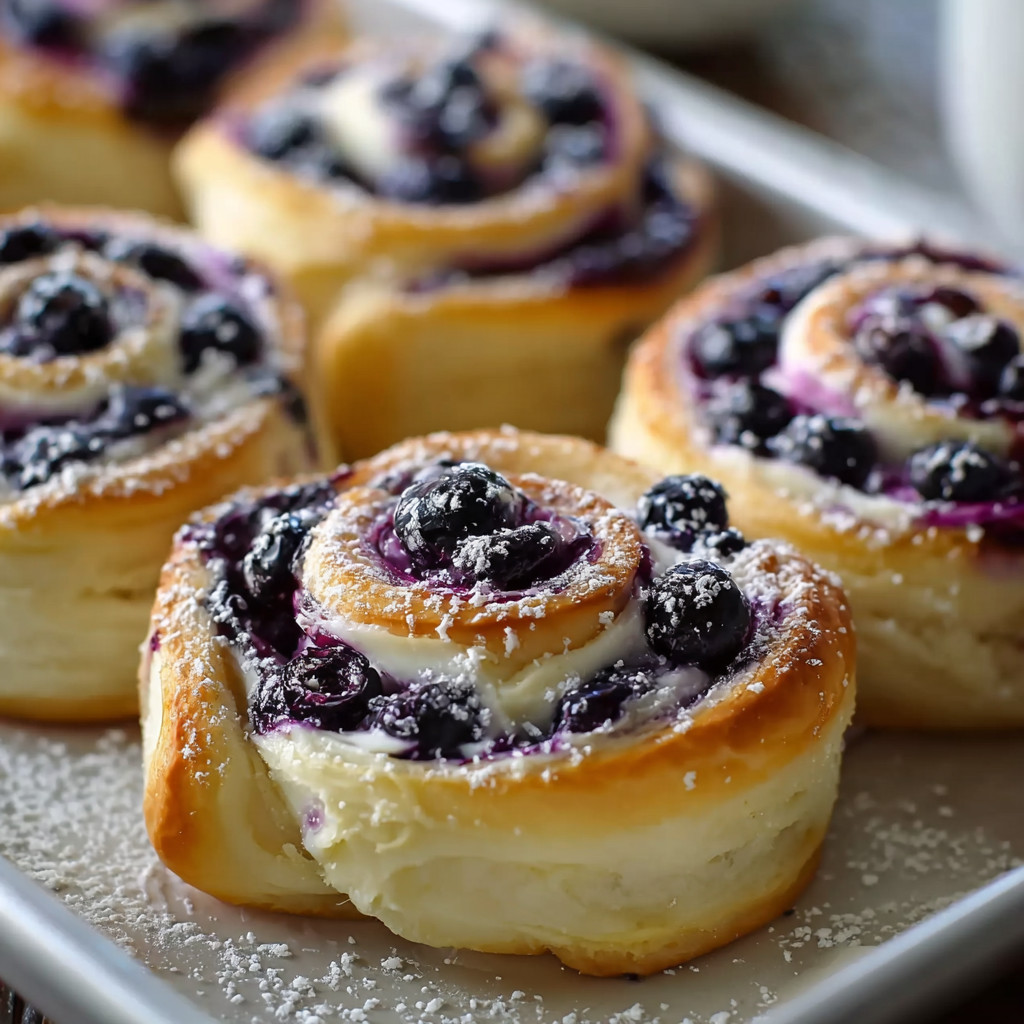 Blueberry swirl pastries on a plate.