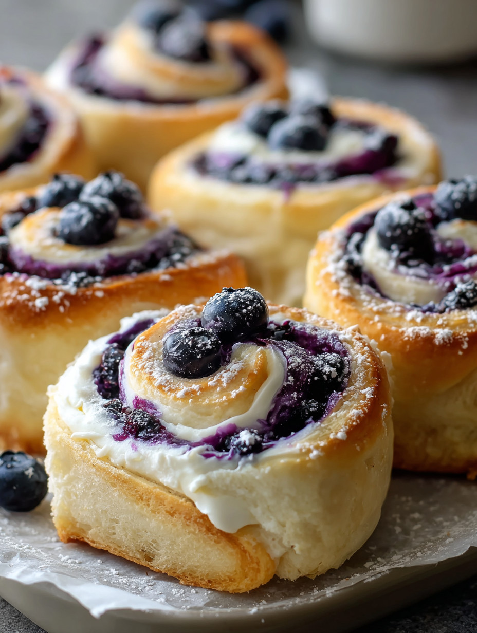 A plate of blueberry swirl pastries.