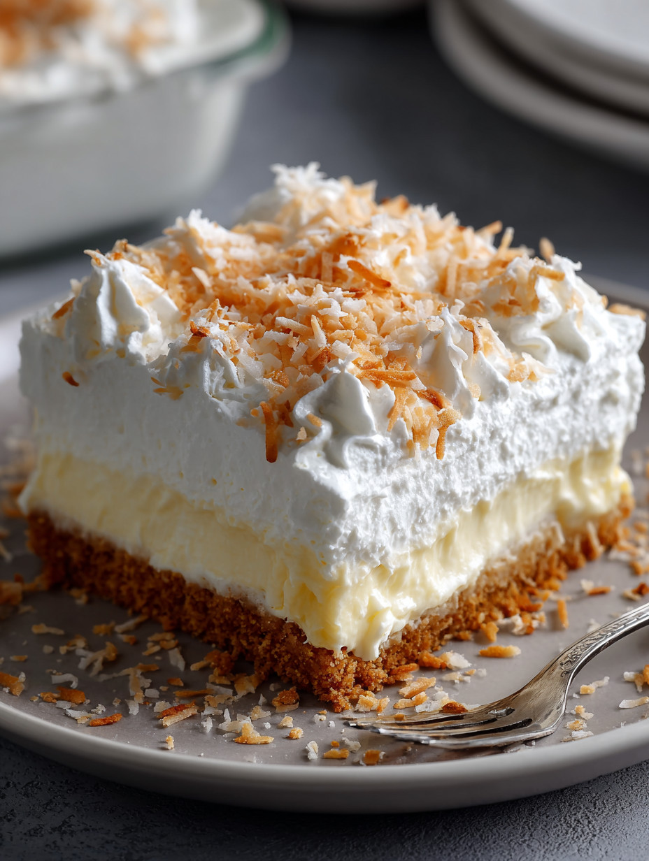 A slice of coconut cream pie.