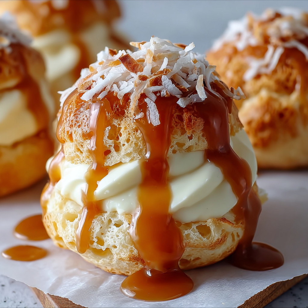 A pastry with a caramel sauce drizzle.