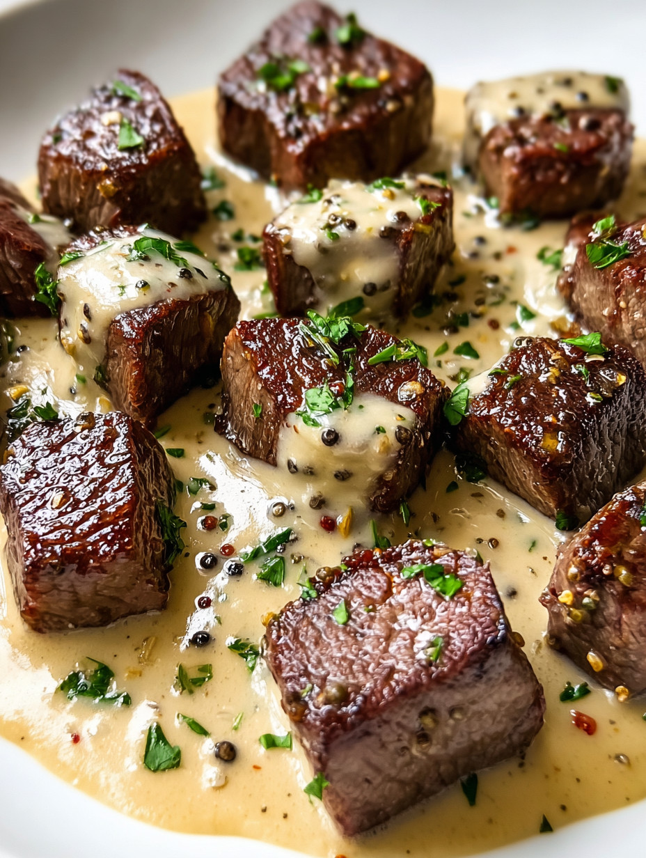 Meat covered in sauce.