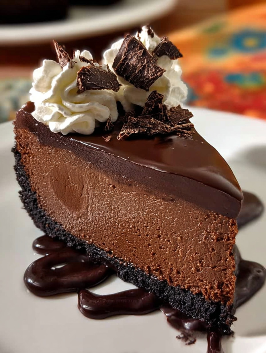 A slice of chocolate cake with white whipped cream.