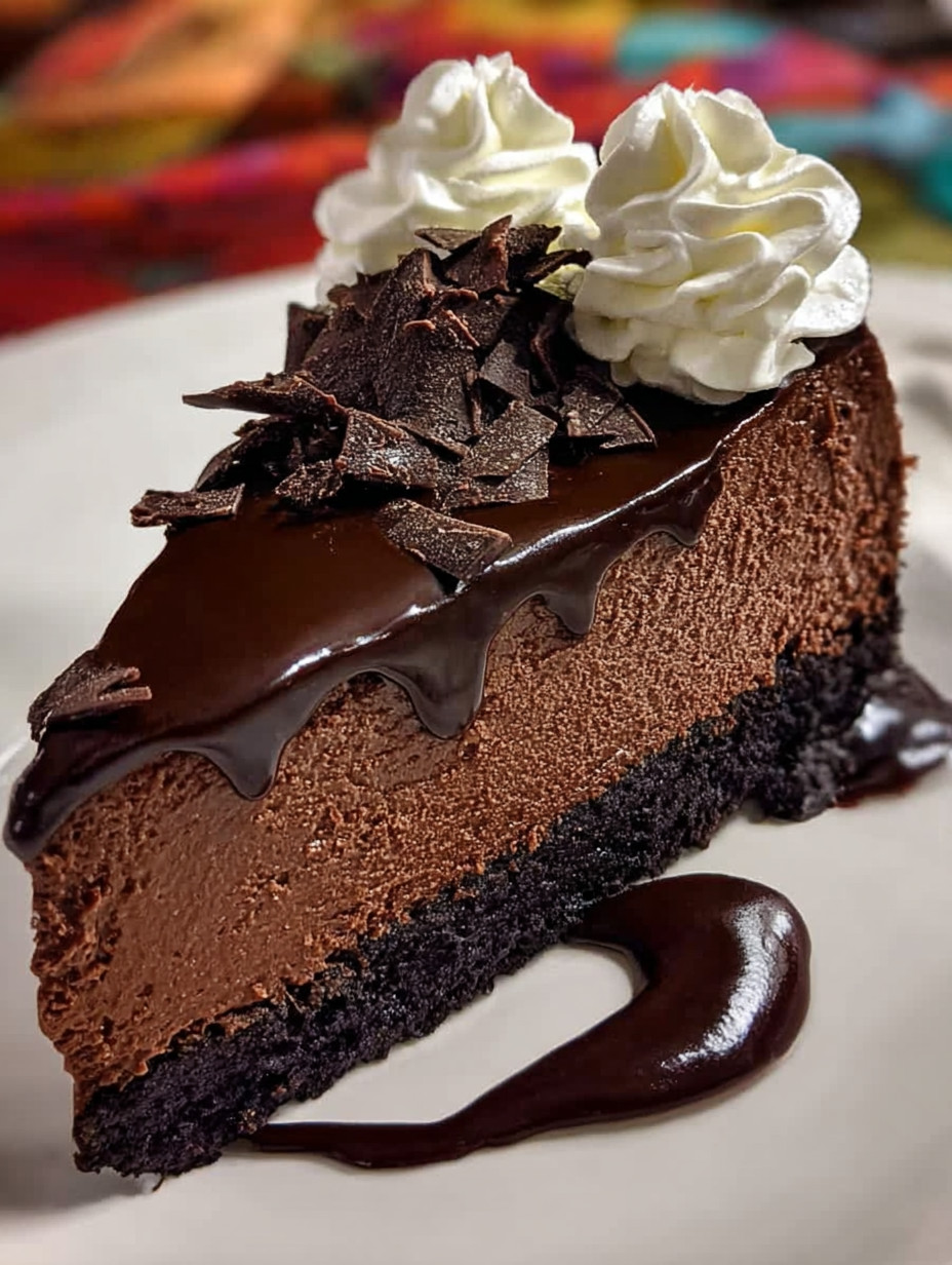 A slice of chocolate cake with whipped cream.