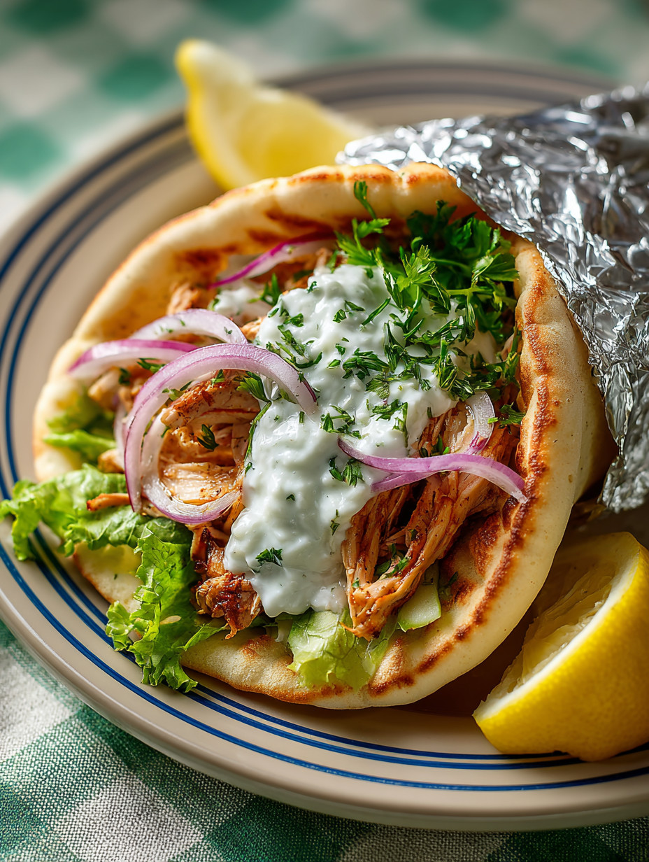 A sandwich with meat and vegetables on a plate.