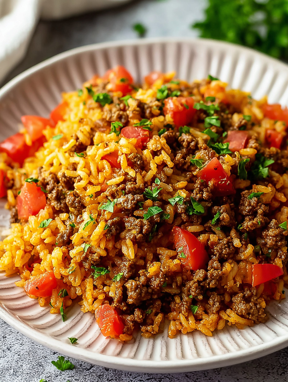 A plate of rice and meat.