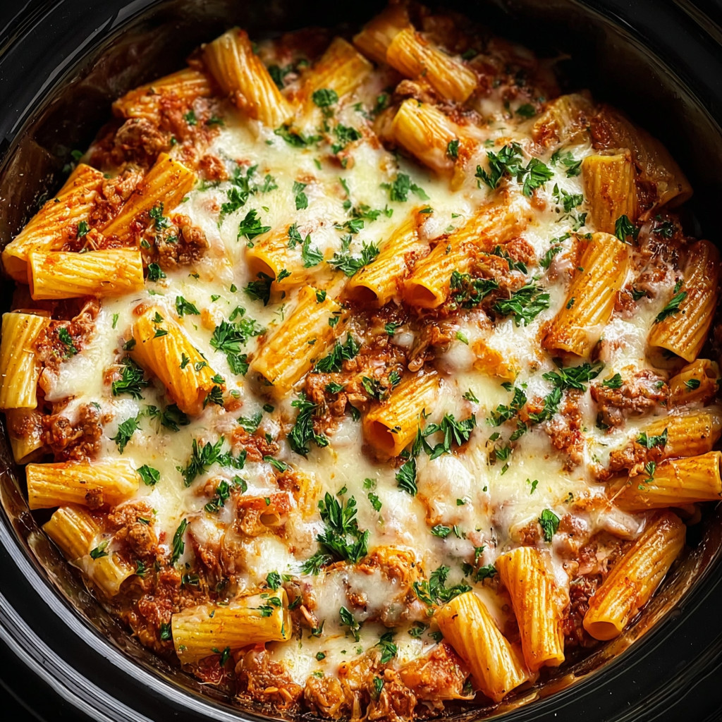 A bowl of pasta with meat and cheese.