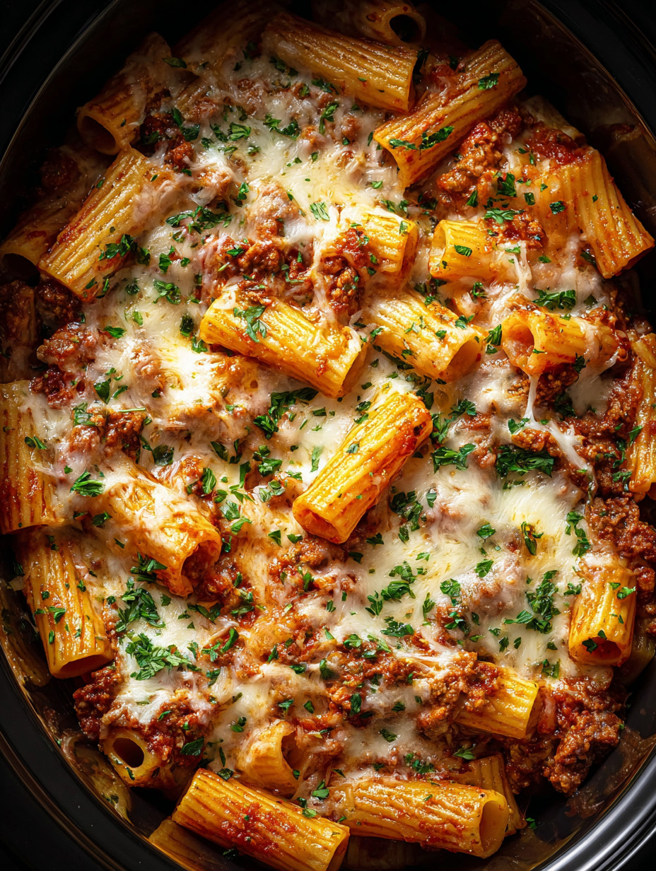 A bowl of pasta with meat and cheese.