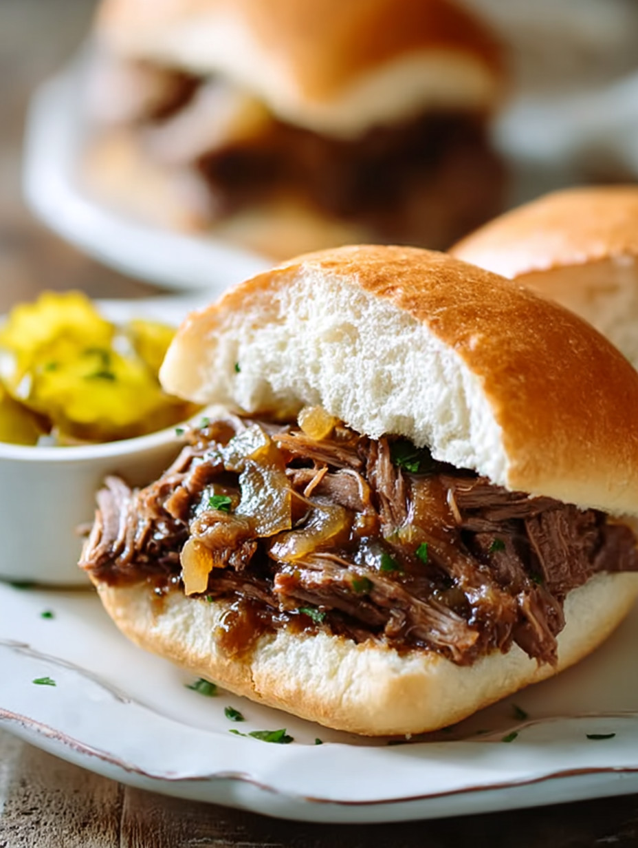 A sandwich with meat and onions.