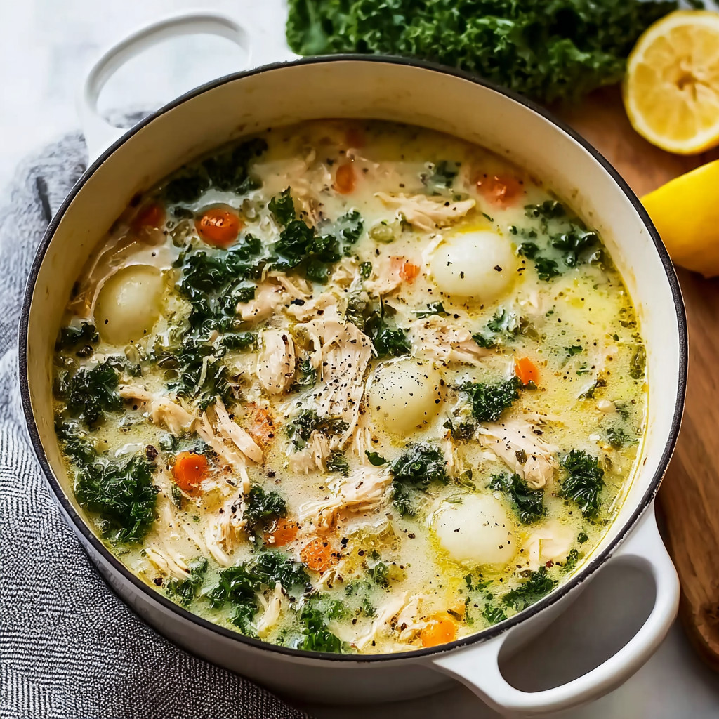 A bowl of soup with chicken, carrots, and broccoli.