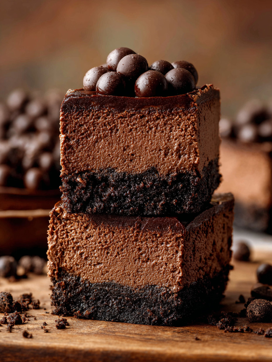 A slice of chocolate cake with chocolate chips on top.