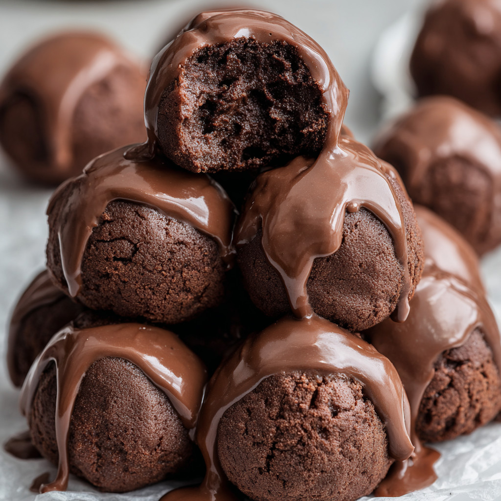 Chocolate covered brownies on a table.