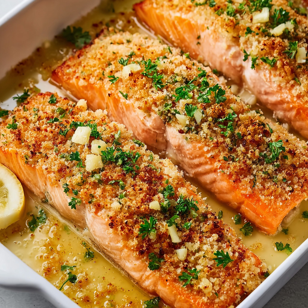 A dish of fish with a lemon wedge on top.