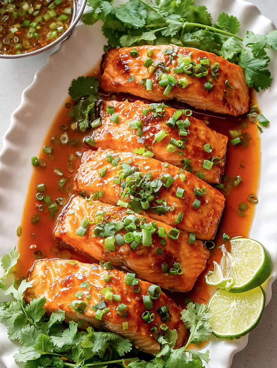A plate of fish with green onions.