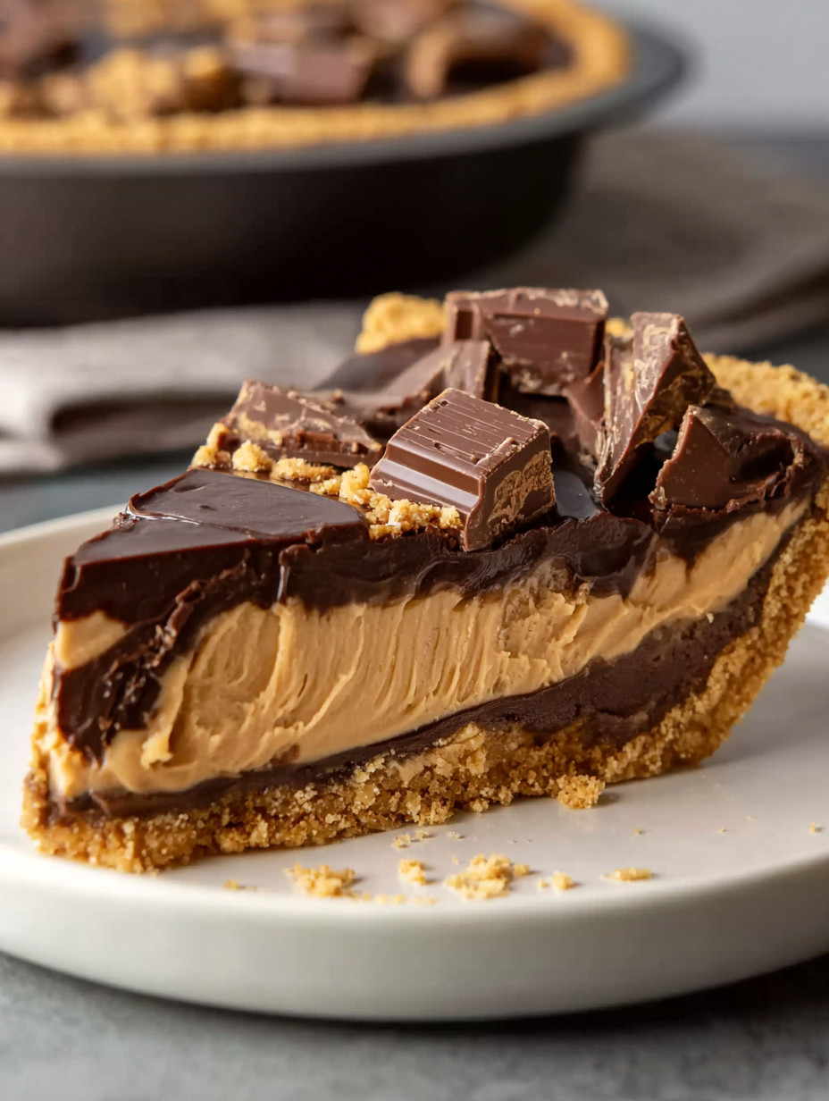 A slice of chocolate pie with chocolate chips.