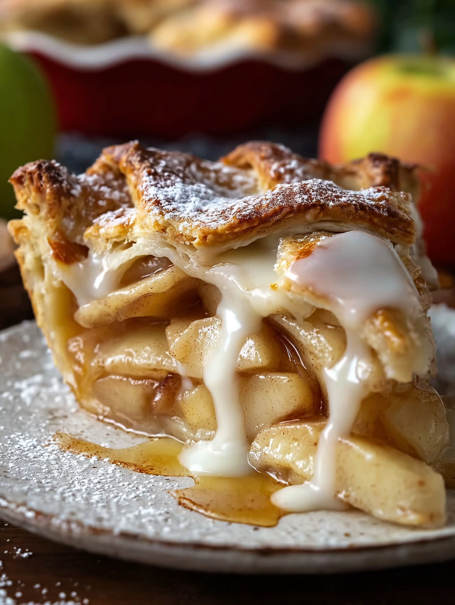 A slice of pie with a dollop of whipped cream on top.