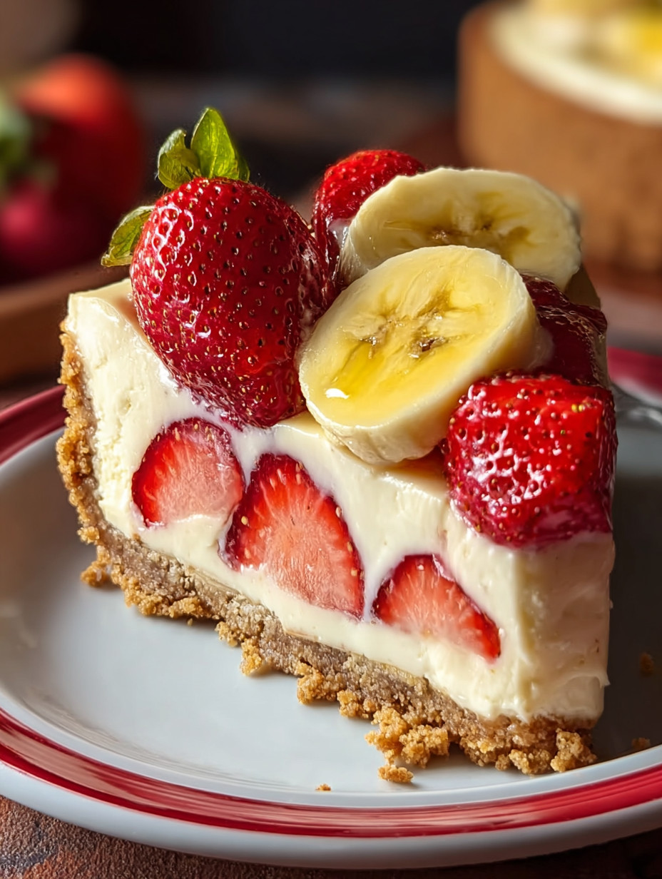 A slice of cheesecake with strawberries on top.