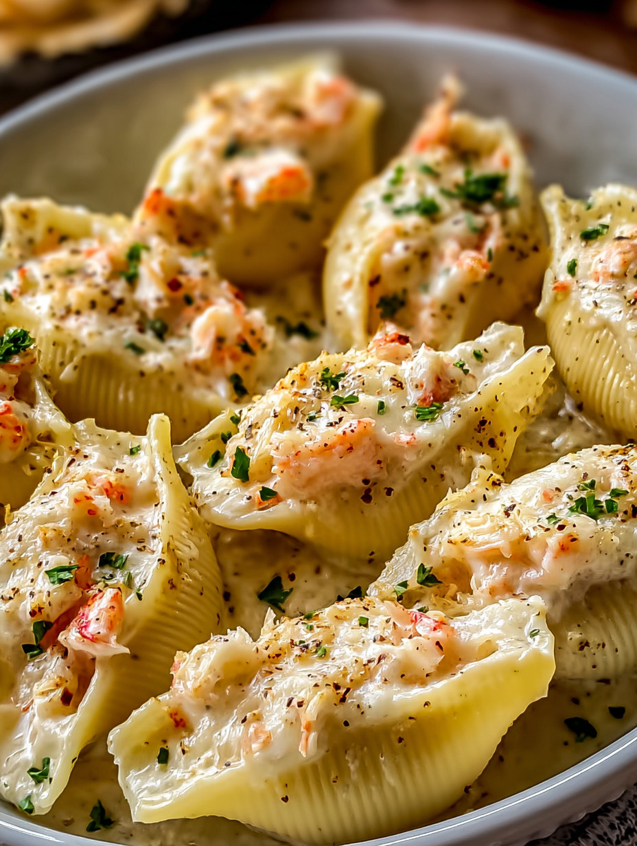 A bowl of shrimp and pasta.