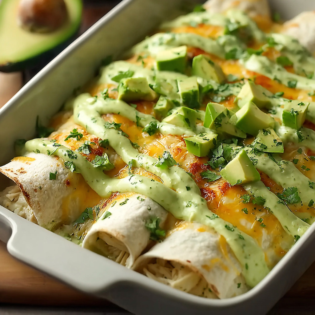 A dish of food with a green sauce on top.