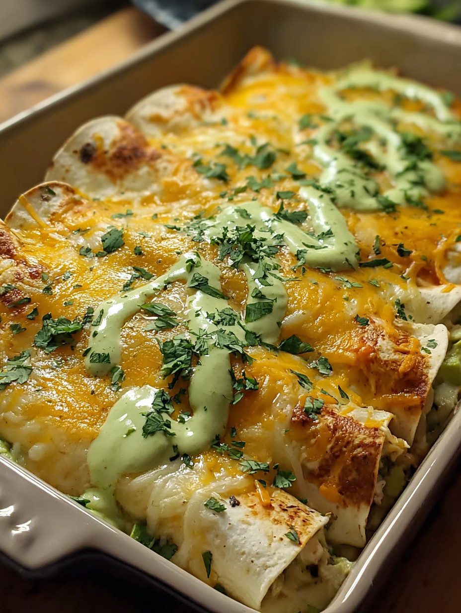 A dish of Mexican food with a green sauce.