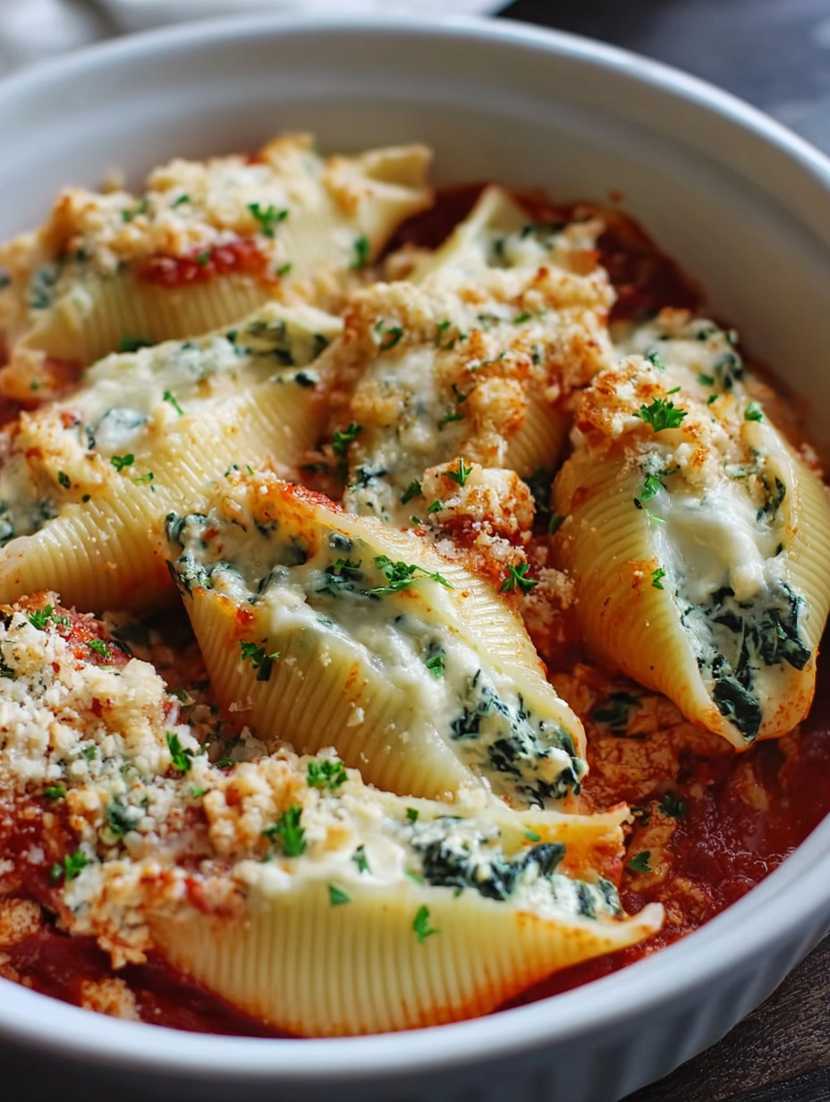 A bowl of pasta with cheese and spinach.