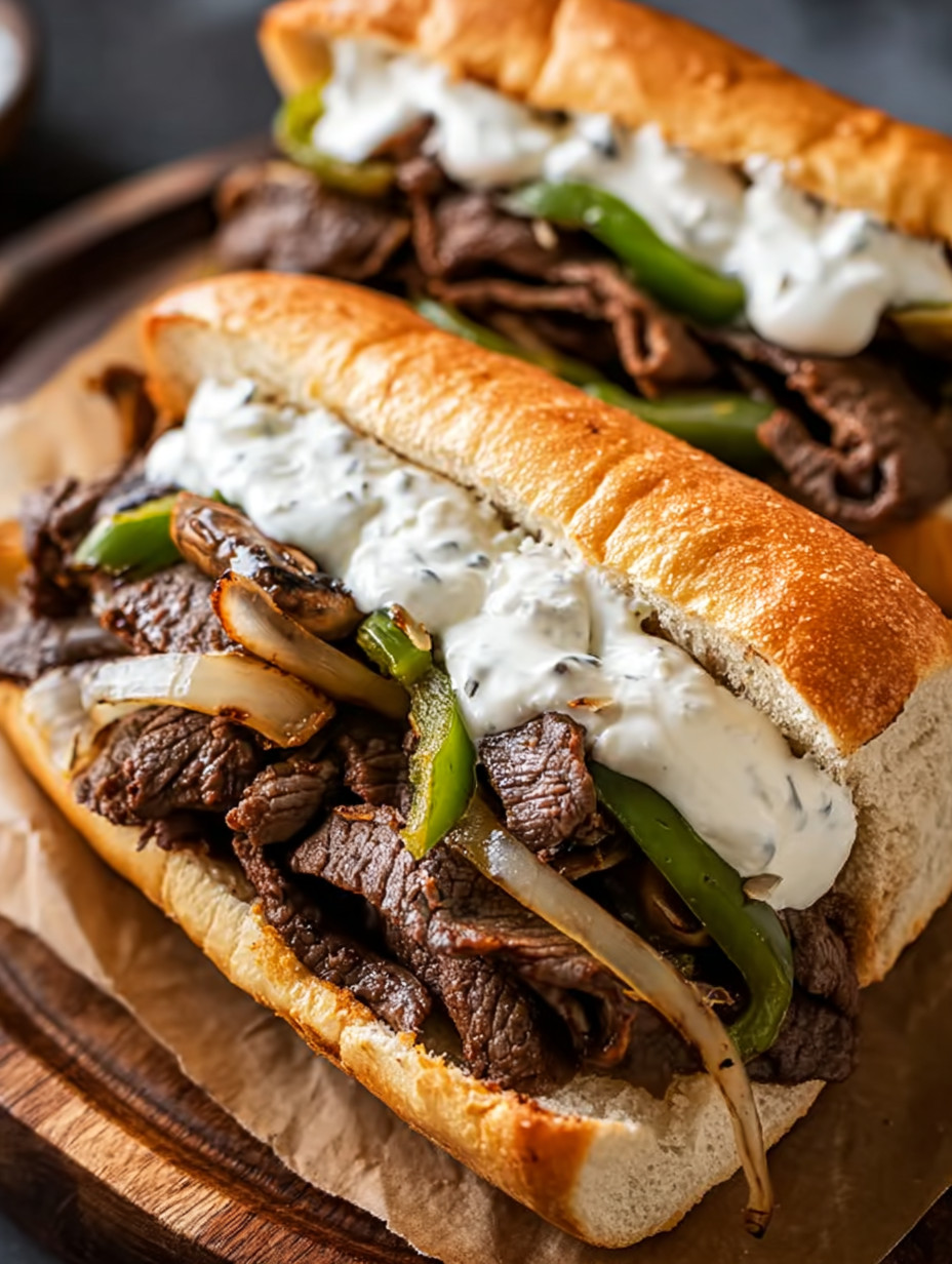 A sandwich with meat and peppers.