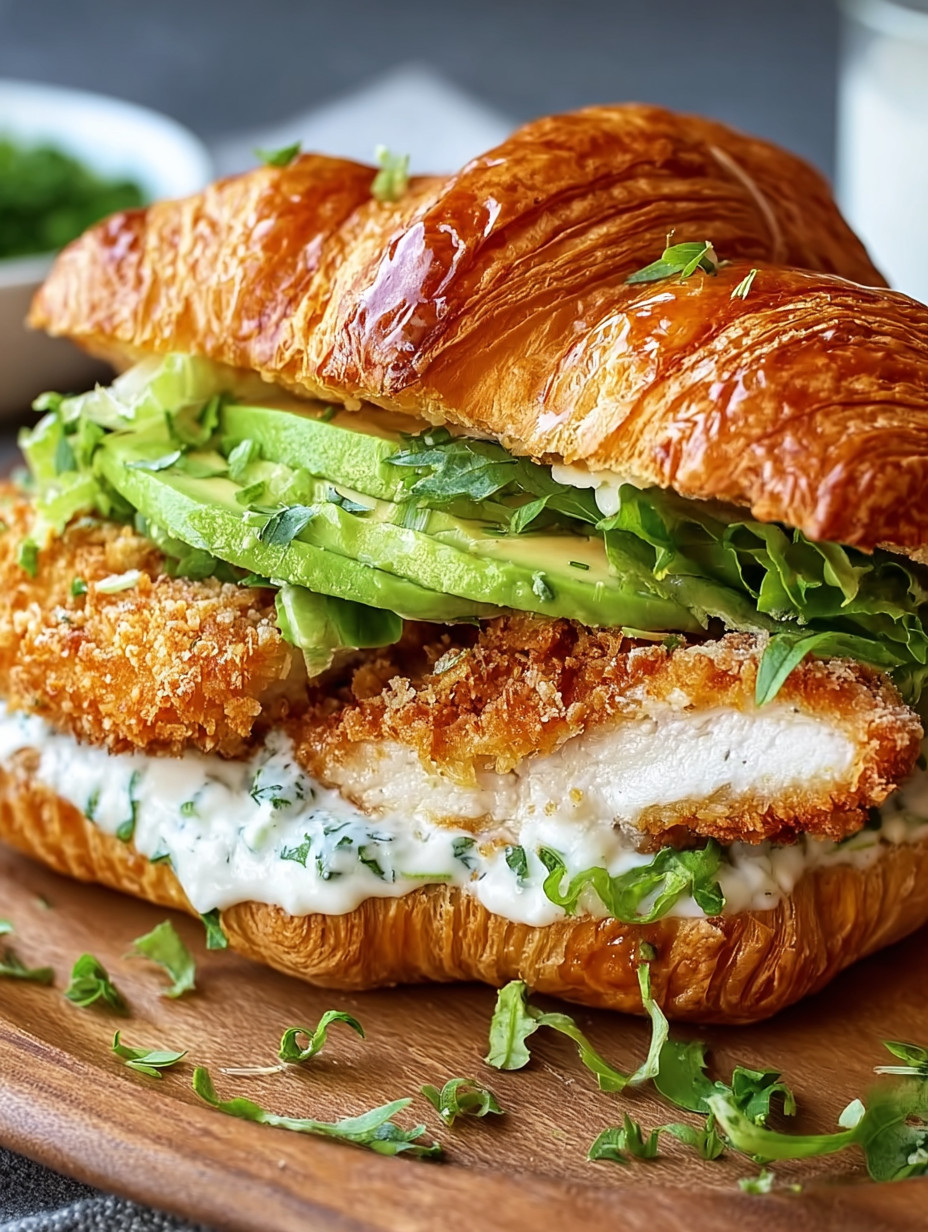 A sandwich with chicken, avocado, and lettuce.