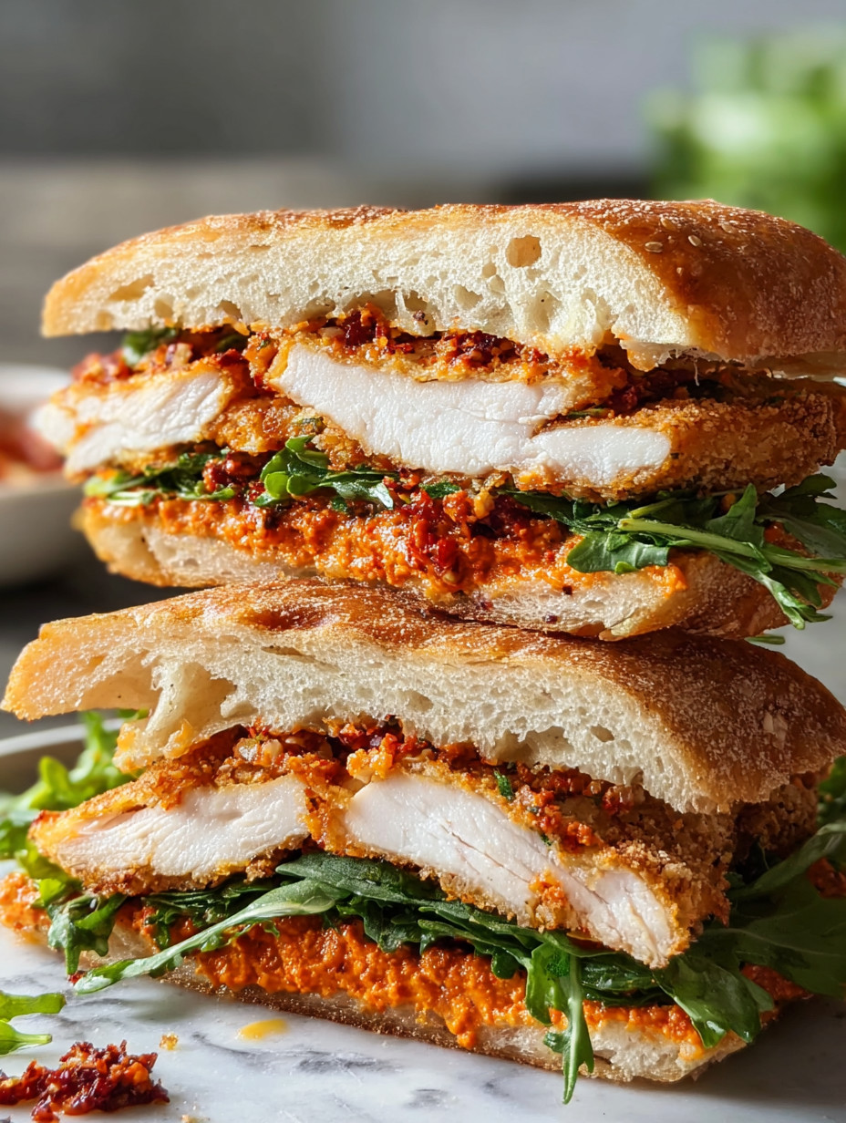 A sandwich with chicken and lettuce.