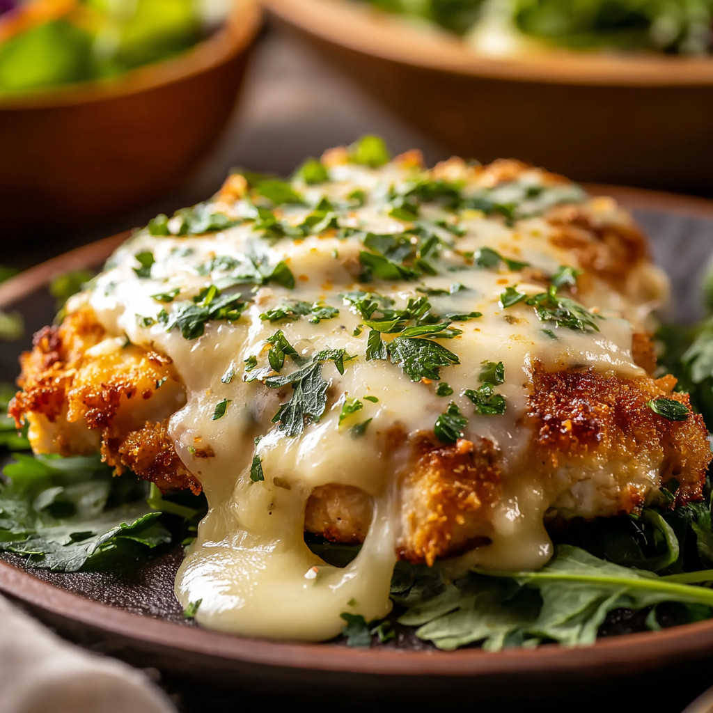 A plate of food with cheese and herbs on top.