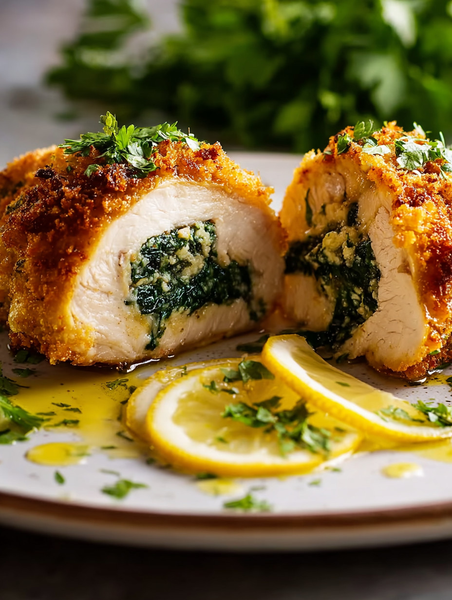 A piece of chicken with a lemon wedge on top.