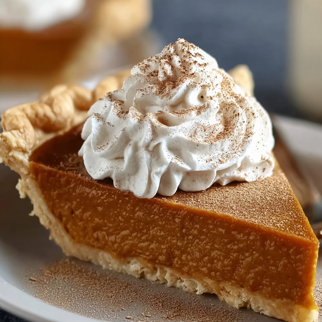 A slice of pie with whipped cream on top.